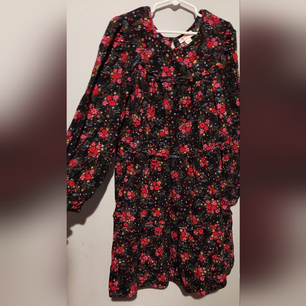 Floral Dress Size L 10/12 Spring Summer Maxi Tiered Boho Cat & Jack Girls Garden